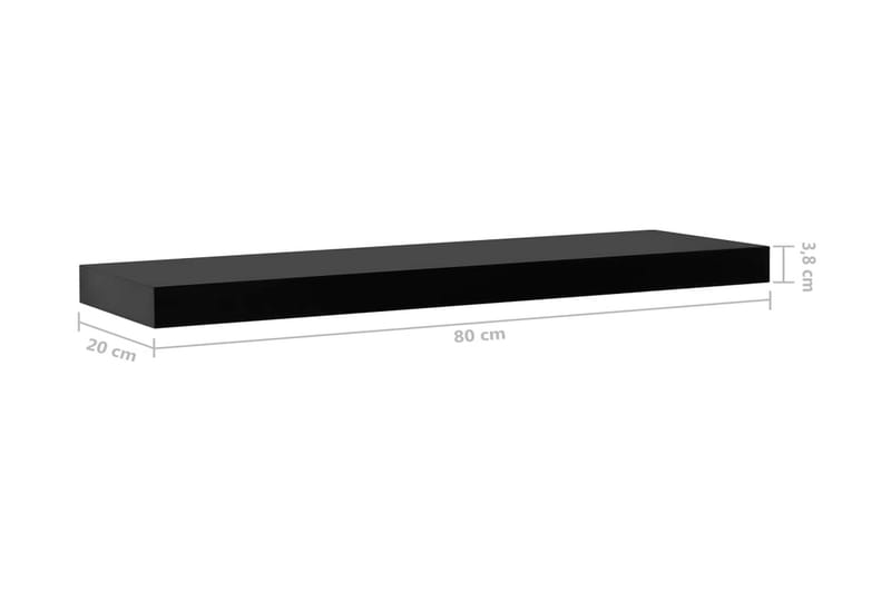 Svävande vägghyllor 2 st svart 80x20x3,8 cm - Svart - Vägghylla - Väggförvaring