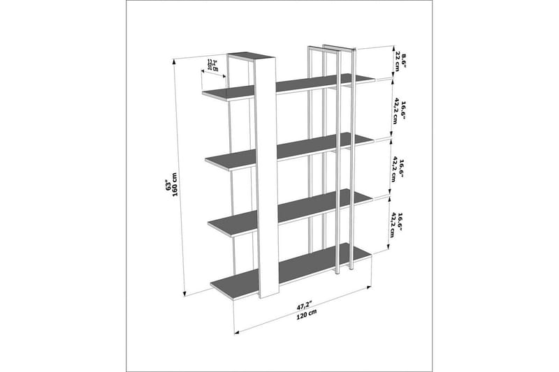 Thyra Bokhylla 120 cm - Guld - Förvaring - Hylla - Bokhylla