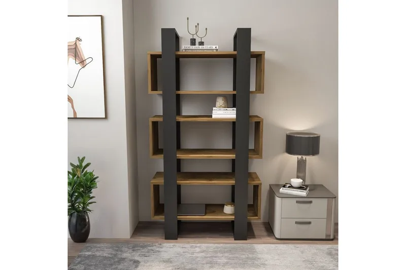 Thyric Bokhylla 80 cm - Valnöt/Antracit - Förvaring - Hylla - Bokhylla