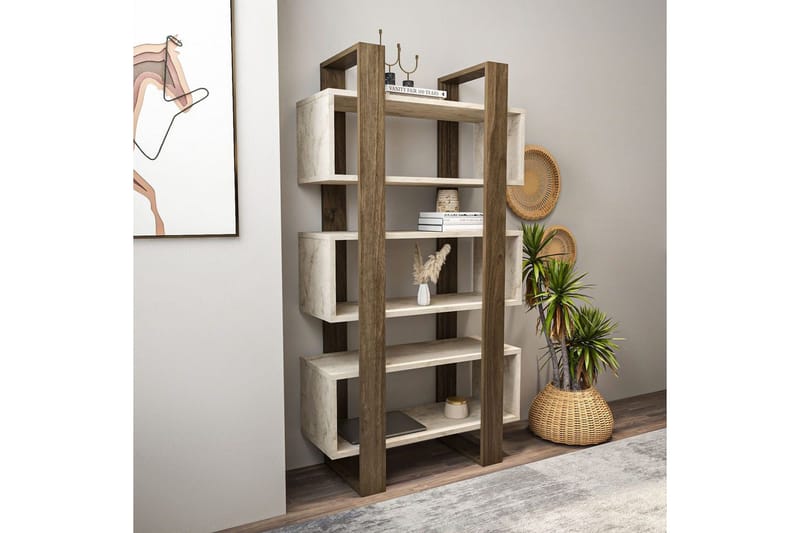 Thyric Bokhylla 80 cm - Valnöt/Travertine - Förvaring - Hylla - Bokhylla