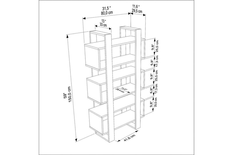 Thyric Bokhylla 80 cm - Valnöt/Travertine - Förvaring - Hylla - Bokhylla