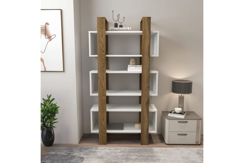 Thyric Bokhylla 80 cm - Valnöt/Vit - Förvaring - Hylla - Bokhylla