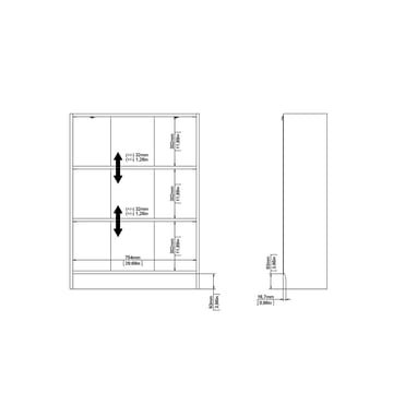 Trysil Bokhylla med 2 hyllor 79x27x107 cm - Förvaring - Hylla - Bokhylla