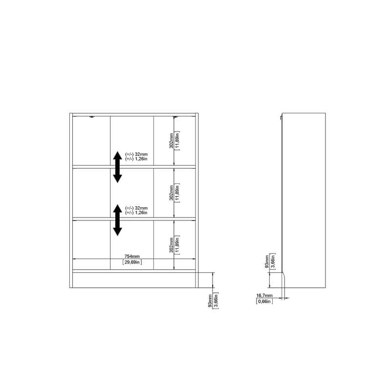 Trysil Bokhylla med 2 hyllor 79x27x107 cm - Förvaring - Hylla - Bokhylla