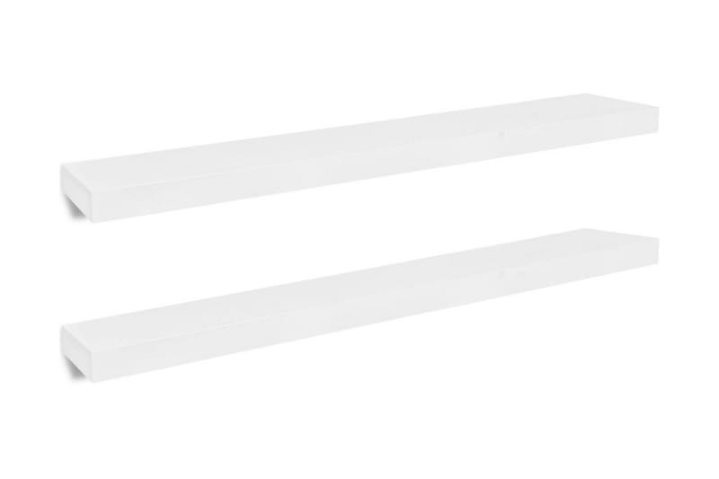 2 Flytande vägghyllor i MDF 100x20x3,8 cm vit - Vit - Vägghylla - Väggförvaring