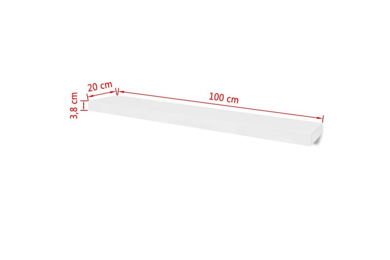 2 Flytande vägghyllor i MDF 100x20x3,8 cm vit - Vit - Vägghylla - Väggförvaring