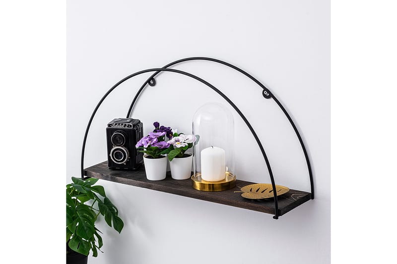 Achene Vägghylla 60x15 cm Hylla - Svart/Mörkbrun - Förvaring - Hylla - Vägghylla