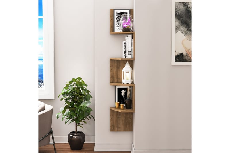 Achnas Vägghylla 30x30 cm 4 Hyllor - Mörkbrun - Förvaring - Hylla - Vägghylla