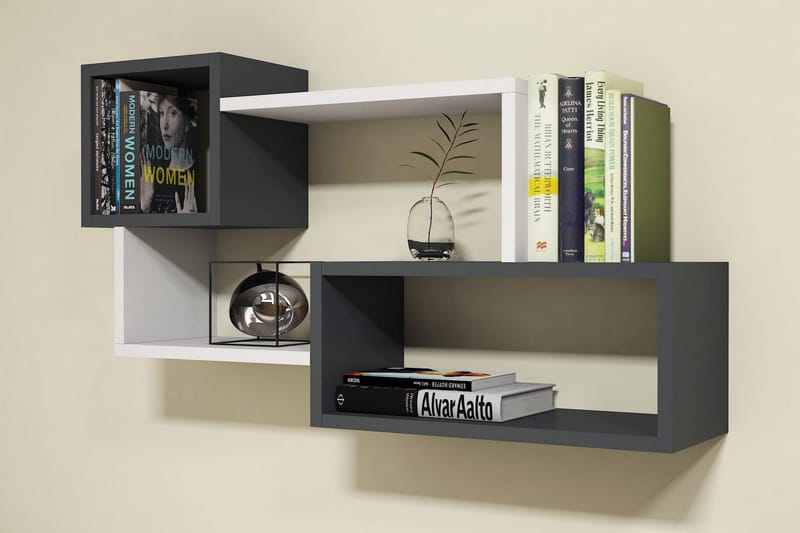 Afronda Vägghylla - Vit/Mörkgrå - Förvaring - Hylla - Vägghylla