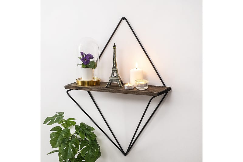 Amstelveen Vägghylla 15x27 cm, Svart/Valnöt