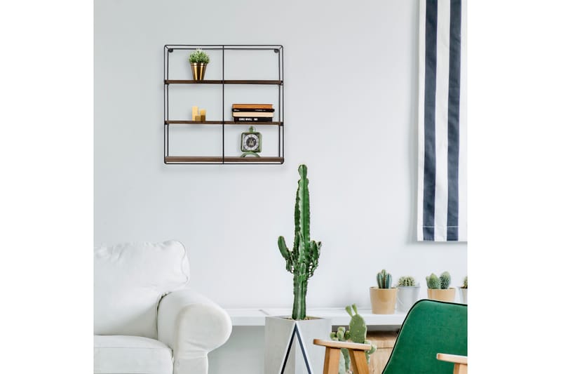 Apricus Vägghylla 60x15 cm 3 Hyllor - Svart/Mörkbrun - Förvaring - Hylla - Vägghylla