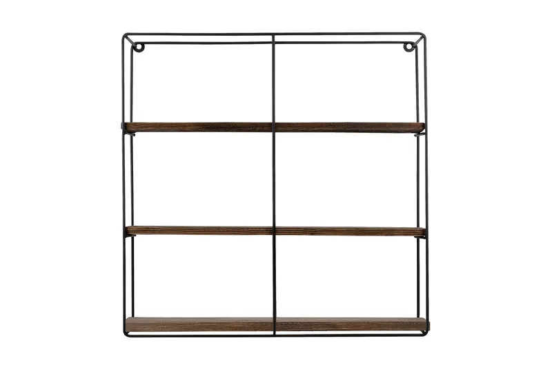 Apricus Vägghylla 60x15 cm 3 Hyllor, Svart/Mörkbrun