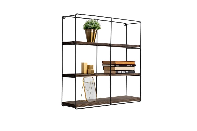 Apricus Vägghylla 60x15 cm 3 Hyllor - Svart/Mörkbrun - Förvaring - Hylla - Vägghylla