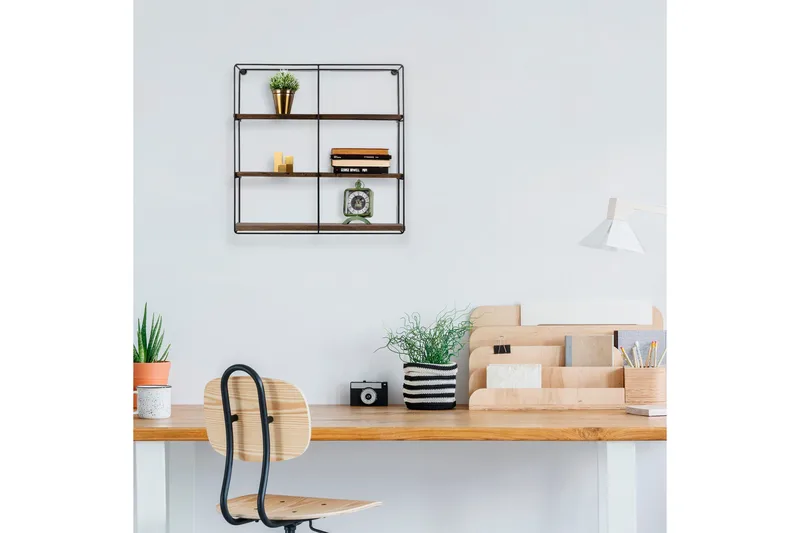 Apricus Vägghylla 60x15 cm 3 Hyllor - Svart/Mörkbrun - Förvaring - Hylla - Vägghylla