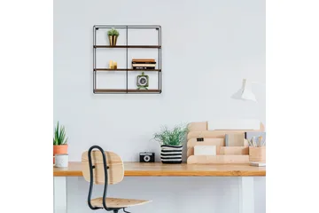 Apricus Vägghylla 60x15 cm 3 Hyllor - Svart/Mörkbrun - Förvaring - Hylla - Vägghylla