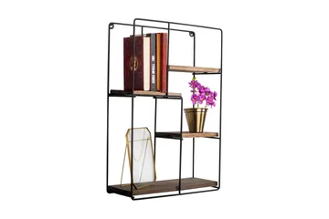 Bingdi Vägghylla 60x15 cm 4 Hyllor - Svart/Mörkbrun - Förvaring - Hylla - Vägghylla