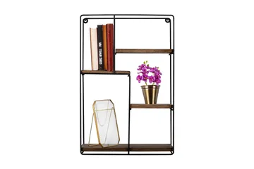 Bingdi Vägghylla 60x15 cm 4 Hyllor - Svart/Mörkbrun - Förvaring - Hylla - Vägghylla