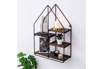 Catesbaei Vägghylla 60x15 cm 4 Hyllor - Svart/Mörkbrun - Förvaring - Hylla - Vägghylla