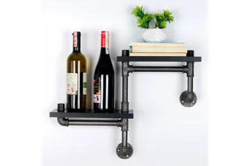 Chandina Vägghylla 56x13 cm 2 Hyllor - Svart - Förvaring - Hylla - Vägghylla