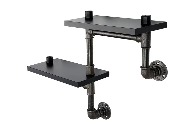 Chandina Vägghylla 56x13 cm 2 Hyllor, Svart