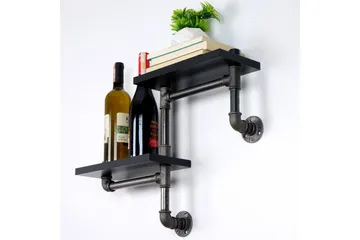 Chandina Vägghylla 56x13 cm 2 Hyllor - Svart - Förvaring - Hylla - Vägghylla