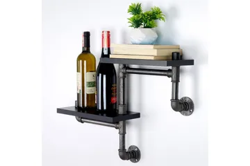 Chandina Vägghylla 56x13 cm 2 Hyllor - Svart - Förvaring - Hylla - Vägghylla