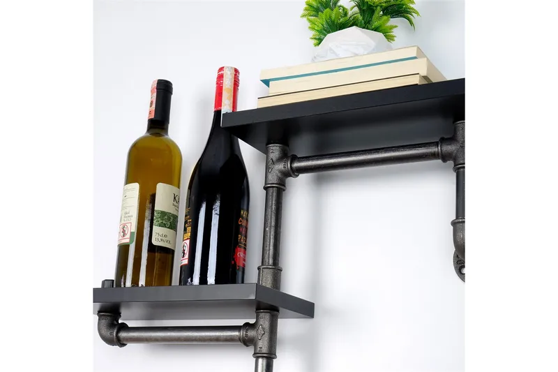 Chandina Vägghylla 56x13 cm 2 Hyllor - Svart - Förvaring - Hylla - Vägghylla