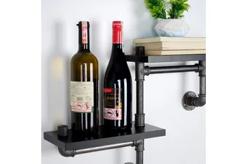 Chandina Vägghylla 56x13 cm 2 Hyllor - Svart - Förvaring - Hylla - Vägghylla