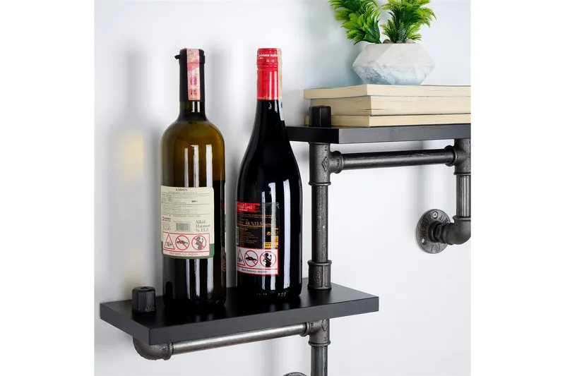 Chandina Vägghylla 56x13 cm 2 Hyllor - Svart - Förvaring - Hylla - Vägghylla