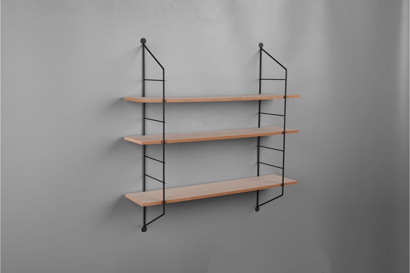 Vägghylla Clara 60x62x14,5 cm Svart/Trä - Svart/Trä - Förvaring - Hylla - Vägghylla