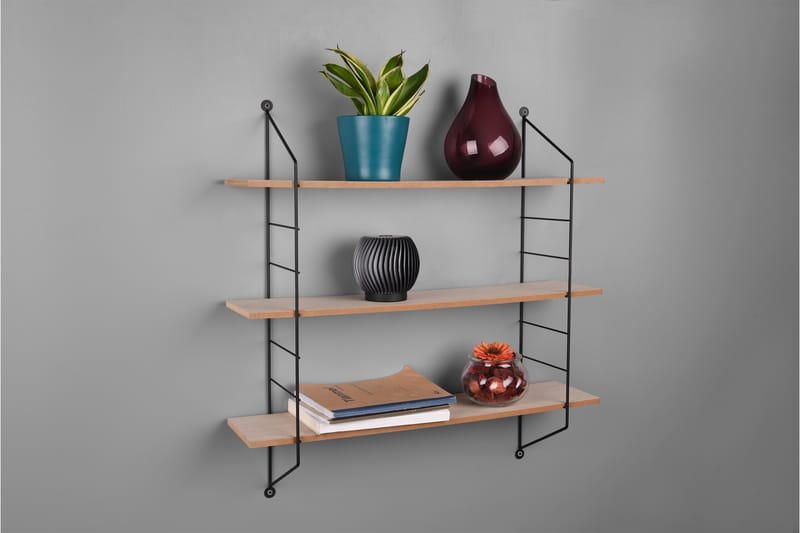 Vägghylla Clara 60x62x14,5 cm Svart/Trä - Svart/Trä - Förvaring - Hylla - Vägghylla