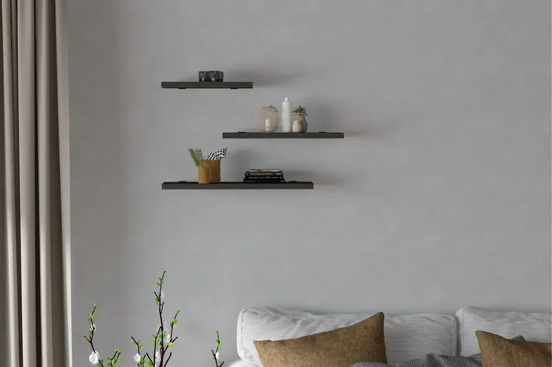 Cordin Vägghylla 2x30 cm 3-pack - Antracit - Förvaring - Hylla - Vägghylla