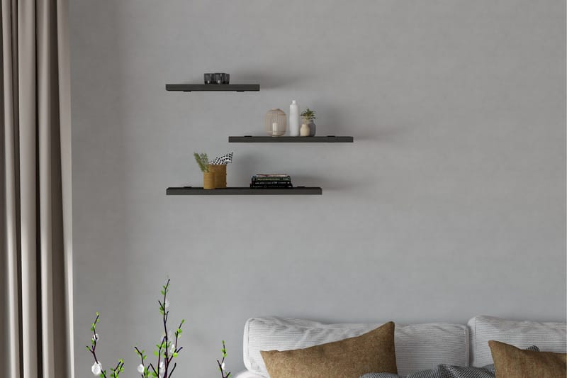Cordin Vägghylla 2x30 cm 3-pack - Antracit - Förvaring - Hylla - Vägghylla