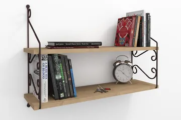 Decormet Vägghylla 2 Hyllor - Mörkbrun - Förvaring - Hylla - Vägghylla