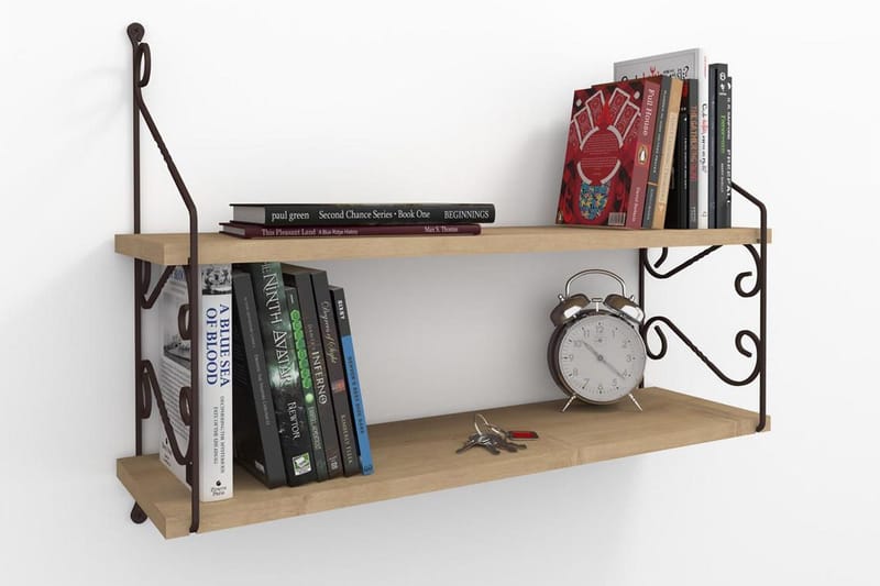 Decormet Vägghylla 2 Hyllor - Mörkbrun - Förvaring - Hylla - Vägghylla