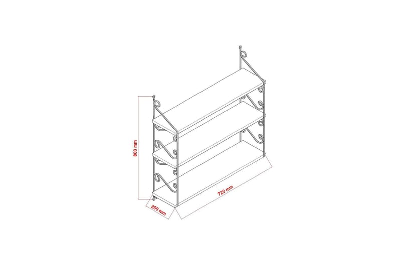 Decormet Vägghylla 3 Hyllor - Vit/Svart - Förvaring - Hylla - Vägghylla