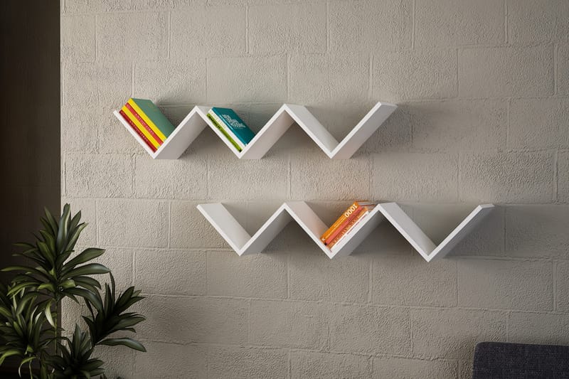 Decormet Vägghylla W-form - Vit/Orange - Förvaring - Hylla - Vägghylla