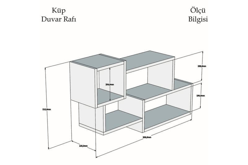 Desgrar Vägghylla 90,6x51 cm - Vit - Förvaring - Hylla - Vägghylla