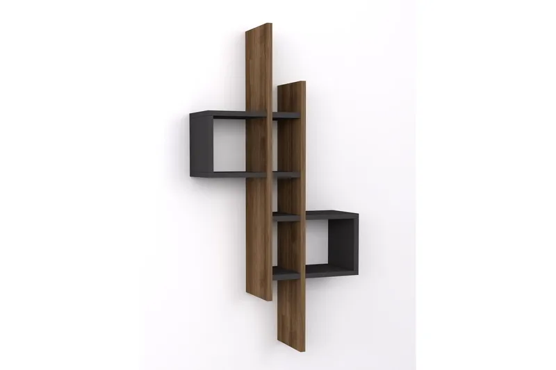 Estetal Vägghylla 54x20 cm 8 Hyllor - Natur/Antracit - Förvaring - Hylla - Vägghylla