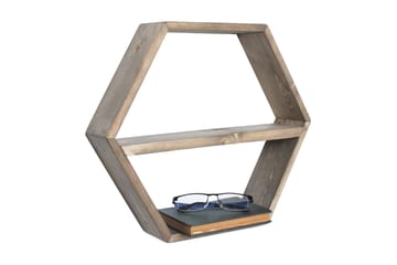 Evila Hexagon Vägghylla 42 cm i Mörkt Trä - Brun - Förvaring - Hylla - Vägghylla
