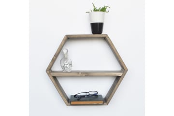 Evila Hexagon Vägghylla 42 cm i Mörkt Trä - Brun - Förvaring - Hylla - Vägghylla