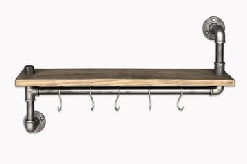 Evila Kökshylla Rör/Trä - Svart/Trä - Förvaring - Klädförvaring - Klädhängare - Klädställning