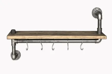 Evila Kökshylla Rör/Trä - Svart/Trä - Förvaring - Klädförvaring - Klädhängare - Klädställning