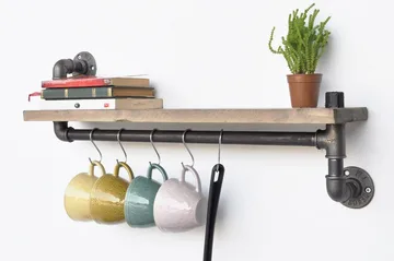 Evila Kökshylla Rör/Trä - Svart/Trä - Förvaring - Klädförvaring - Klädhängare - Klädställning