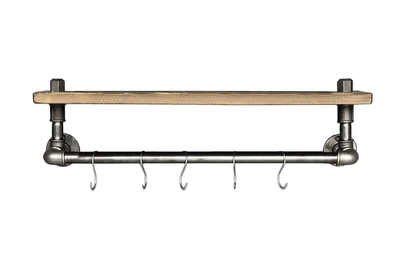 Evila Kökshylla Rör/Trä, Svart/Trä