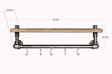 Evila Kökshylla Rör/Trä - Svart/Trä - Förvaring - Klädförvaring - Klädhängare - Klädställning