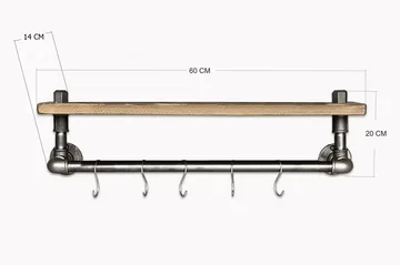 Evila Kökshylla Rör/Trä - Svart/Trä - Förvaring - Klädförvaring - Klädhängare - Klädställning