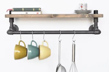 Evila Kökshylla Rör/Trä - Svart/Trä - Förvaring - Klädförvaring - Klädhängare - Klädställning