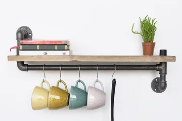 Evila Kökshylla Rör/Trä - Svart/Trä - Förvaring - Klädförvaring - Klädhängare - Klädställning