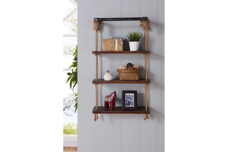 Evila Rephylla 3 Hyllor - Trä/Svart - Förvaring - Hylla - Vägghylla